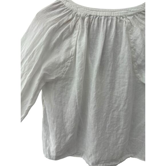 J. Crew Cabana Long Sleeve Coastal Top in White Linen Size Medium - Picture 12 of 12